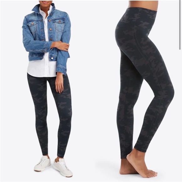 SPANX Look at Me Now Seamless Leggings Camo camouflage slimming Tummy Control M - Picture 3 of 12